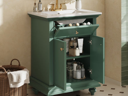 Modern Bathroom Vanity With Tip-Out Drawer And Soft-Close Hinges