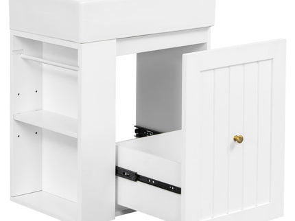 Modern Bathroom Vanity With Sink, Storage Cabinet, Drawer & Side Shelf