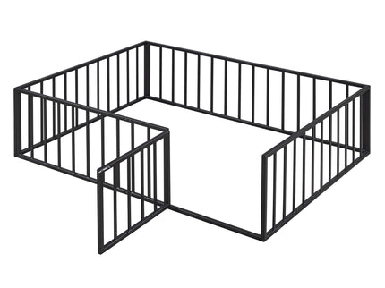 Metal Floor Bed Frame With Fence And Door