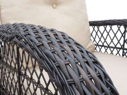 Garden Rocking Chair, Outdoor Rattan Rocker Chair With All-Weather Hand-Woven Resin Wicker, Patio Relaxing Lounge Furniture With Powder-Coated Metal Frame For Backyard, Porch - Brown / Beige