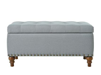 Upholstered Ottoman With Storage And Rivet Trim