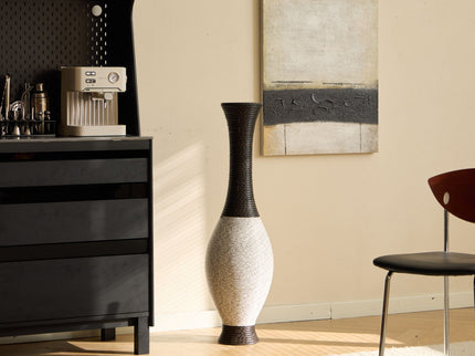 Tall Designer Floor Vase With Elegant 2 Tone