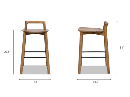 Sven - Modern Minimalist Low Back Counter Stool - Dark Brown Walnut