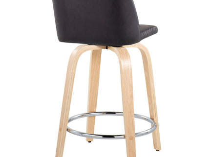 Toriano - Contemporary Fixed Height Counter Stool & Swivel And Round Footrest (Set of 2)