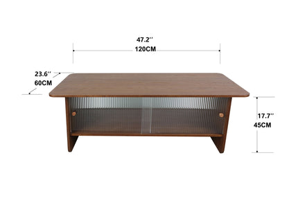 Rectangular Coffee Table With Sliding Door Storage Center