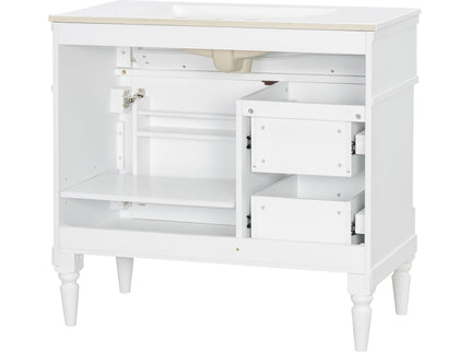 Freestanding Bathroom Vanity With Sink, Adjustable Shelf, Flip Drawer