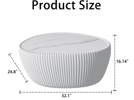 Goose Egg Shape Coffee Table For Living Room - White Pu