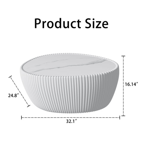 Goose Egg Shape Coffee Table For Living Room - White Pu