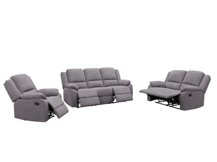 3 Piece Reclining Sofa Set With 150° Deep Recline, 3 Seat Couch, Loveseat & Single Recliner - Gray