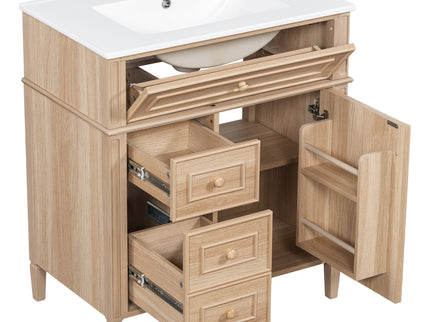 Bathroom Vanity With Sink, Flip Out Drawer, 2 Soft Close Drawers, 1 Soft Close Door - Wood