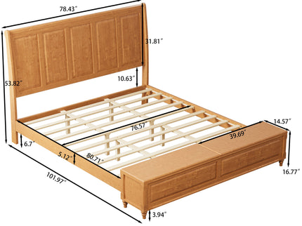 Sleigh Bed Frame With Tall Headboard And Storage Bench