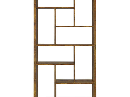 6 Tier Rectangular Bookcase With Accents - Brown