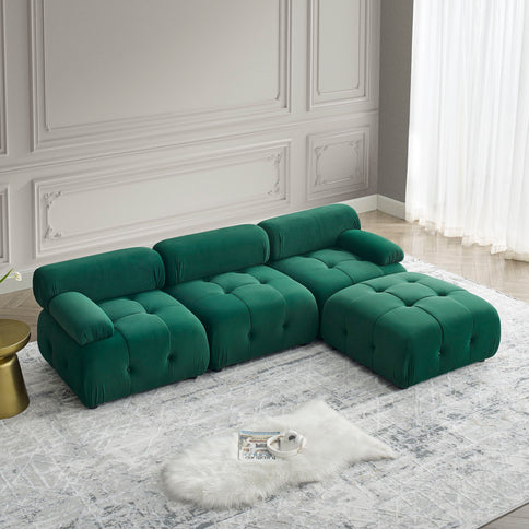 Modular Sectional Sofa, Button Tufted Design With Diy L-Shaped Layout, Reversible Ottoman