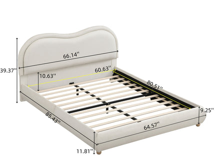 Upholstered Platform Bed Frame With Curved Headboard