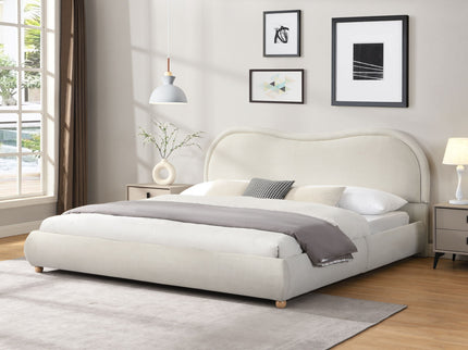 Upholstered Platform Bed Frame With Curved Headboard