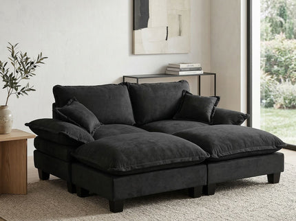 Modular Sectional Sofa With Movable Ottoman & Pillows