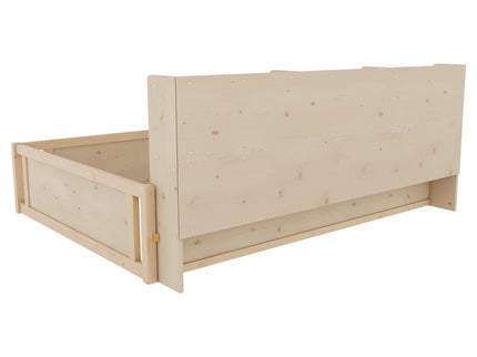 Platform Floor Bed With Guardrail Fence And Side Storage Shelves