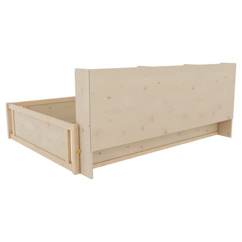 Platform Floor Bed With Guardrail Fence And Side Storage Shelves