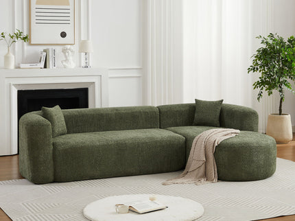 L - Shape Boneless Cloud Couch With 2 Throw Pillows For Living Room