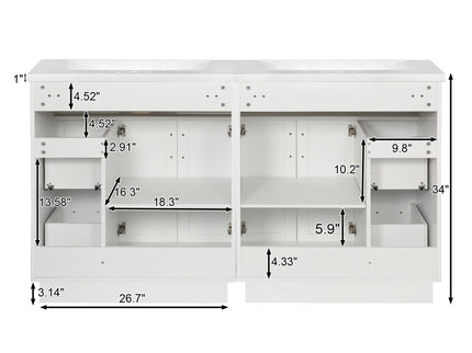 Bathroom Vanity With 2 Doors, 2 Drawers, Adjustable Shelf, Hidden Slides & Soft Close Hinges