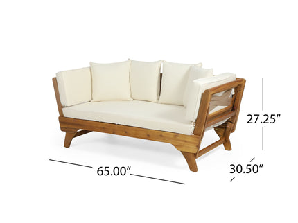 Outdoor Acacia Wood Expandable Daybed With Cushions