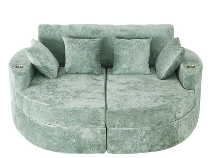 Boneless Design Upholstered Sofa Bed With Cup Holders