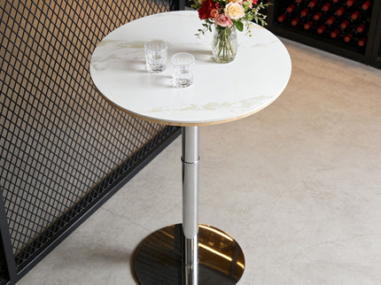 Circular Bar Table - White / Silver