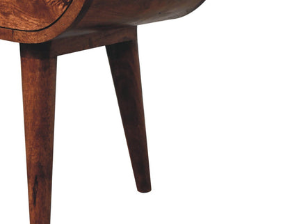 Circular Bedside Table With Open Slot - Caramel