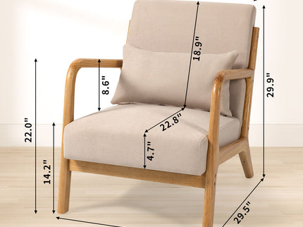 Leisure Chair With Solid Wood Armrest And Feet, Mid-Century Modern Accent Sofa, 1 Seat