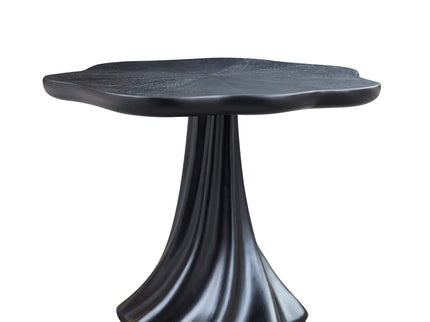 Sculptural Round Dining Table Petal Shape Root Texture For Dining Room - Black