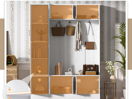 Tall Hall Tree With Shoe Storage, 4 In 1 Entryway Bench With 6 Cabinets, 4 Coat Hooks & Adjustable Shelf For Hallway - White