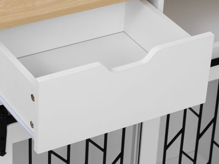 Modern Style 2 In 1 Pet Friendly Dog Crate Kitchen Island End Table Metal Pine - Natural / White