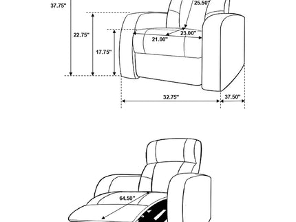 Greenfield - 4 Seater Home Theater With Wedge Console Recliners With Built In Storage And Cup Holders - Black