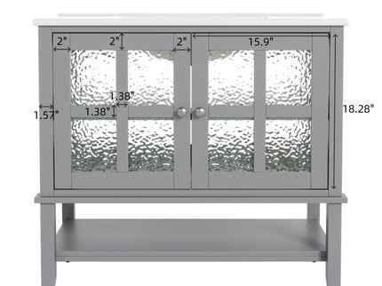 Bathroom Vanity With Ceramic Sink, Adjustable & Open Shelf