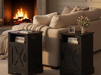 Farmhouse Nightstand, Charging Station & Storage