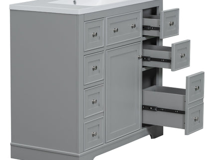 Modern Bathroom Vanity With Sink Combo, 6 Drawers And 1 Cabinet