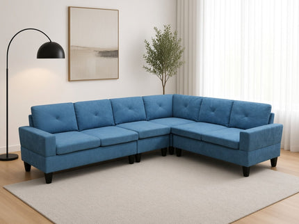 Modular L - Shaped Sectional Sofa 6 Seater 4 Piece Couch With Chaise