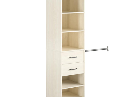 Kelly - 5 Shelf 2 Drawer Closet Organizer With 3 Adjustable Hanging Rods - Ivory