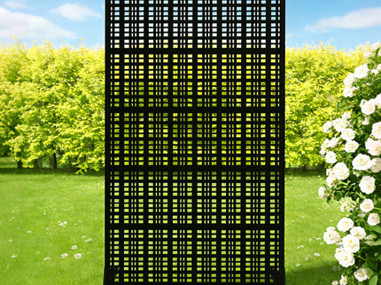Outdoor And Indoor Divider With Freestanding Decorative Privacy Screen - Black