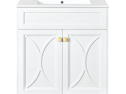 Bathroom Vanity With Sink, Freestanding Storage Cabinet With Handles, Soft Closing Doors