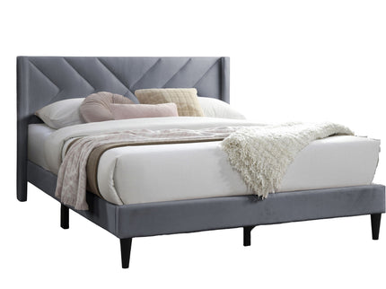 Elegant Bed With Upholstered Headboard, Platform Base