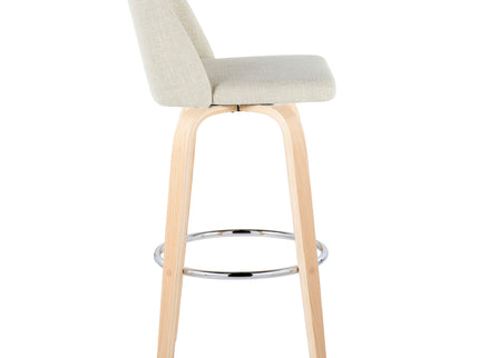 Toriano - Contemporary, Fixed Height Barstool Swivel & Round Footrest (Set of 2)