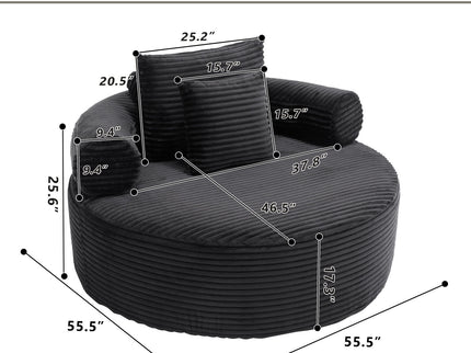 Round Sofa Bed With 3 Pillows For Living Room