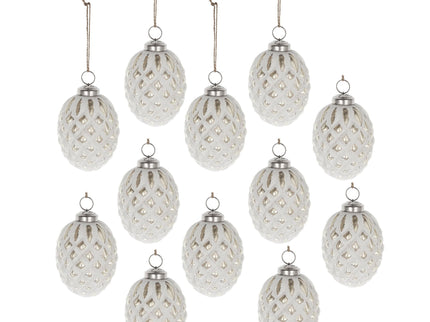 Glass Decorative Hanging Ball Christmas Tree Ornaments (Set of 12)