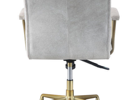 Damir - Vintage Top Grain Leather Office Chair - Antique White / Vintage