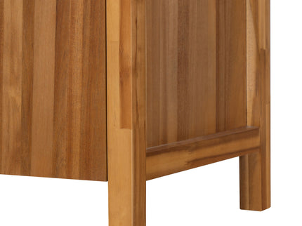 Tall Storage Bookcase Cabinet With 2 Open Shelves & Double Doors, Freestanding Shelving Unit - Natural