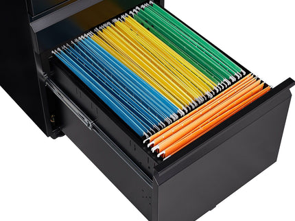 Contemporary 3 Drawer Mobile Filing Cabinet With Lock, Metal Office Storage For Legal / Letter Size