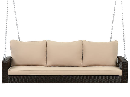 3 Person Large Patio Swing Bench With Cushions For Backyard