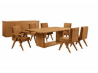 Light Brown / 8 Pc. Table, 6 Chairs, Server