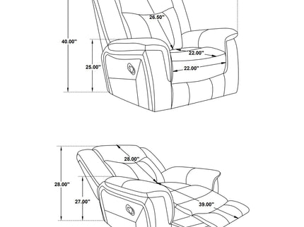 Encino - Upholstered Padded Arm Glider Recliner - Gray
